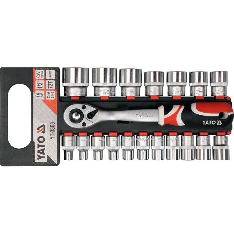 YATO Professional Ratchet Socket Set 1/2" 19 pcs