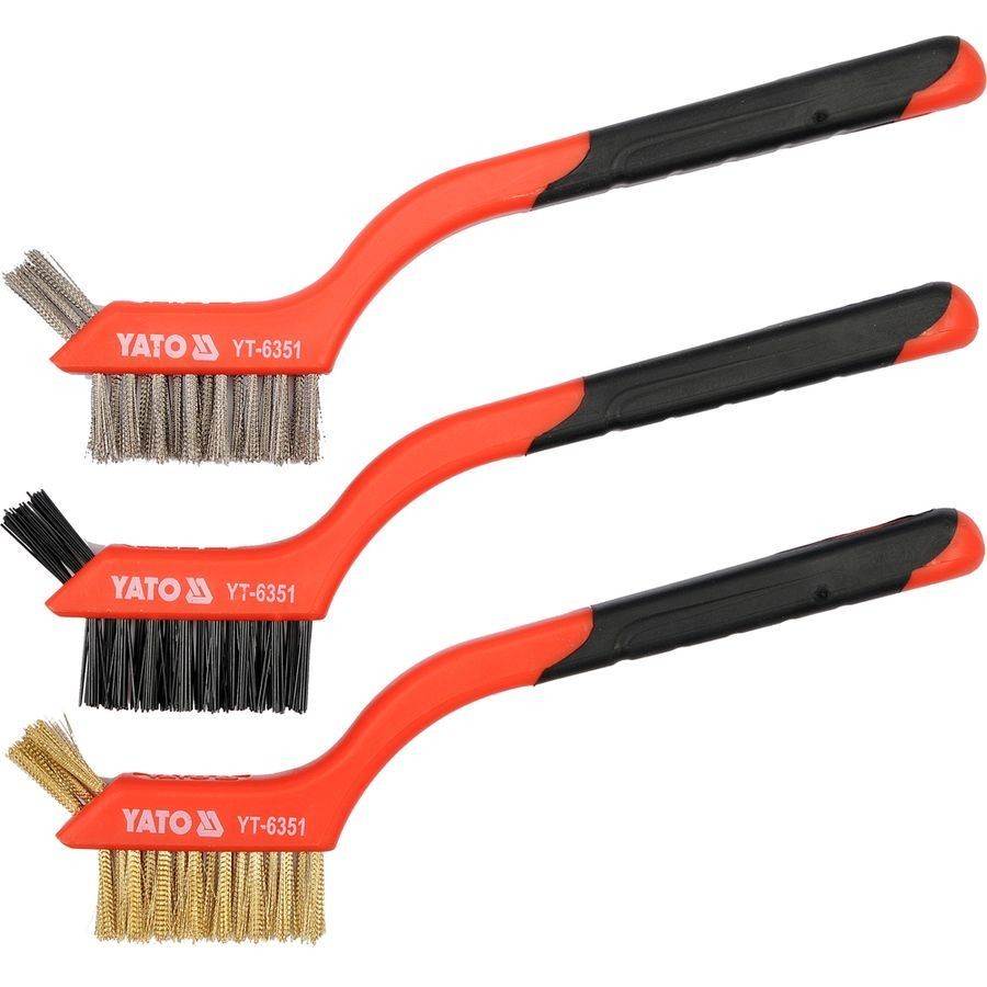 YATO Double Sided Wire Brush Set 3Pcs Wire Brushes Hand Tools