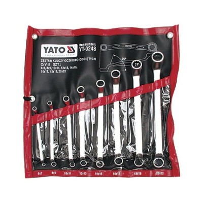 YATO Bi Hexagonal Swan Neck Ring Spanner Set 6-22 mm, 8 pcs