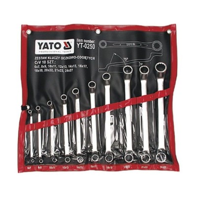 YATO Bi Hexagonal Swan Neck Ring Spanner Set 6-27 mm, 10 pcs