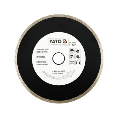 YATO Stone Cutting Diamond Disc 180mm Continuous Rim Blade 22.2
