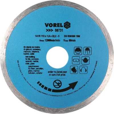 Vorel Diamond disc, Continuous Rim Blade 125mm 