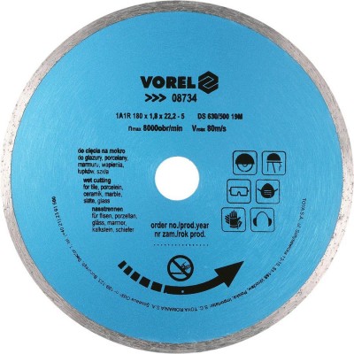 Vorel Diamond disc, Continuous Rim Blade 230mm 