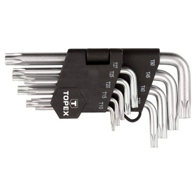 TOPEX L-type Torx Security Key Set With Storage Holder T10 - T50 9 pcs