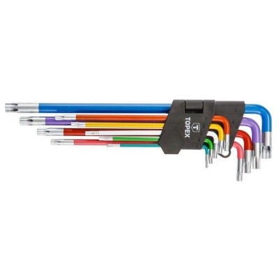 Topex 9pc Extra Long Torx Key Set T10-T50 (Coloured)