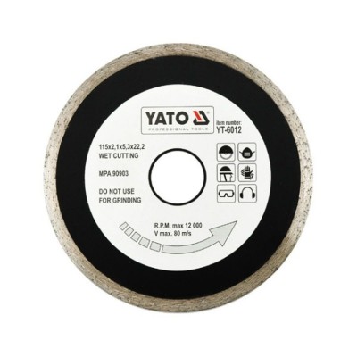 YATO Stone Cutting Diamond Disc 115mm Continuous Rim Blade