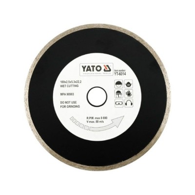 YATO Stone Cutting Diamond Disc 180mm Continuous Rim Blade 22.2
